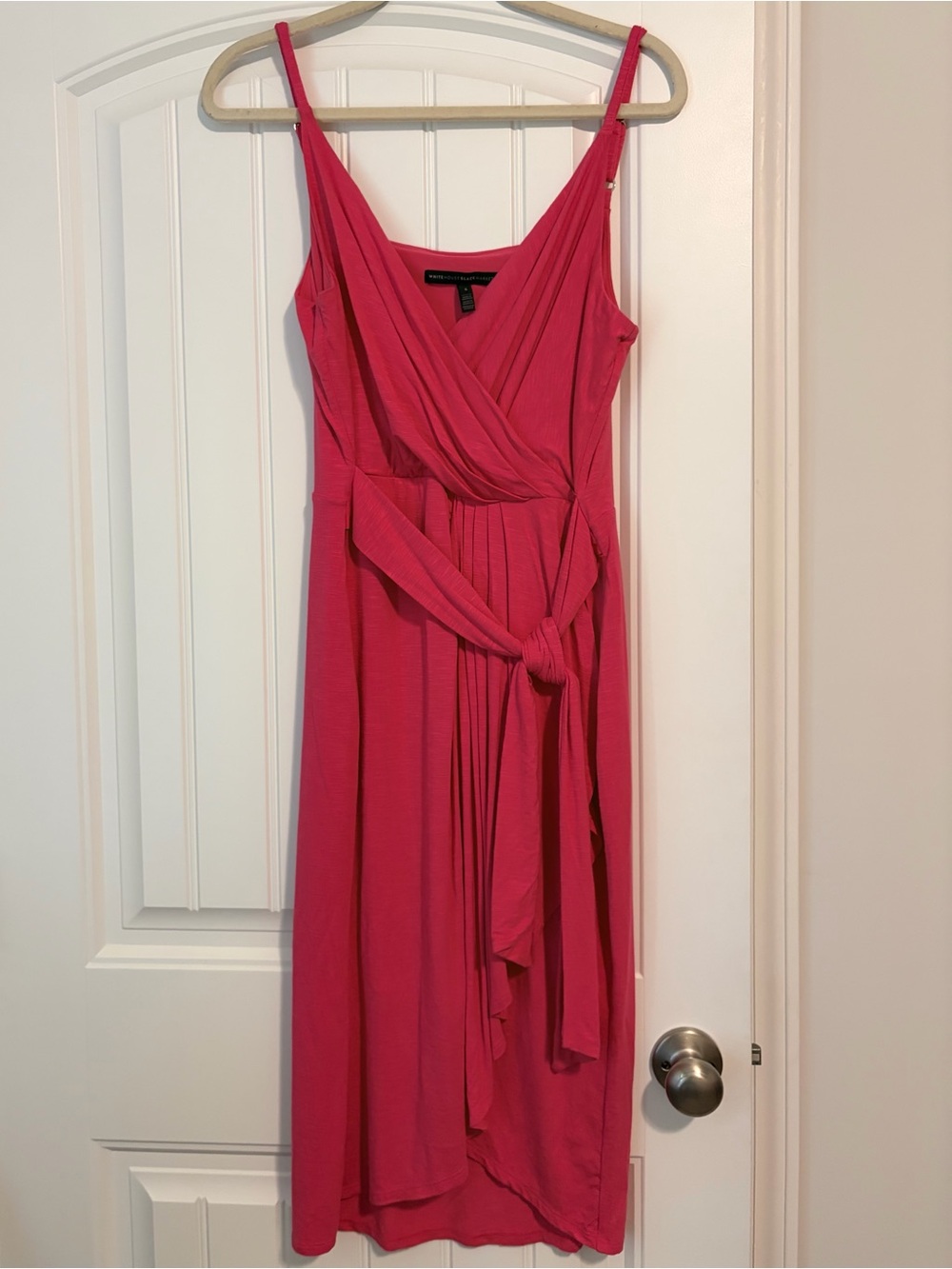 White House Black Market Hot Pink Sleeveless Wrap Midi Dress